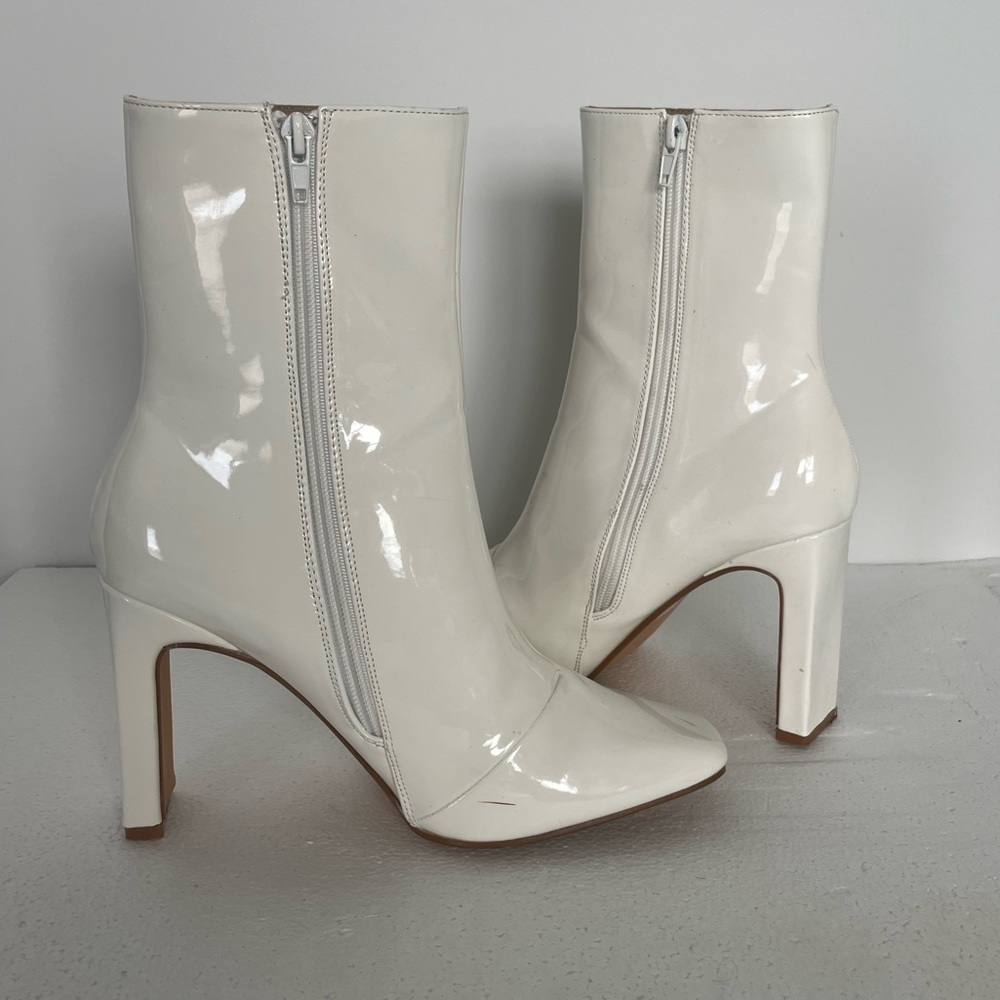 White Faux Leather Booties